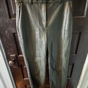 Babaton Scarab Green Leather Trousers